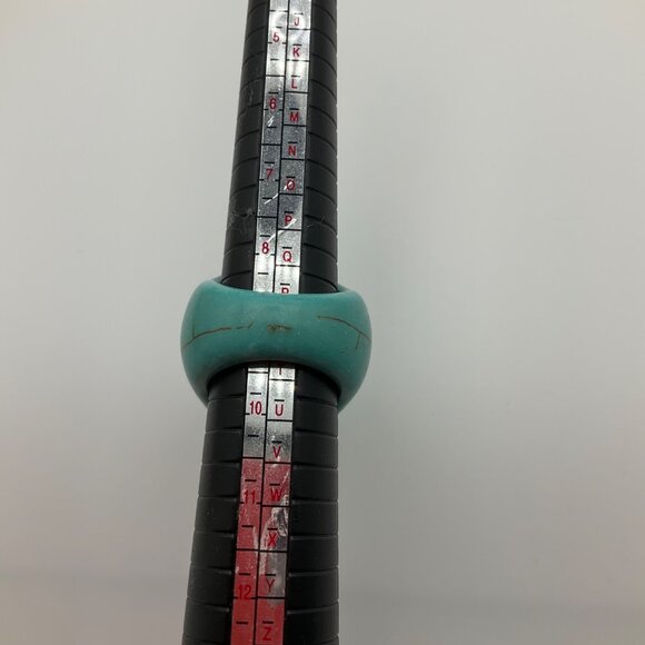 VTG Chunky Handmade Turquoise Color tone Ceramic Ring Plus size 9-9.5 - Picture 5 of 6